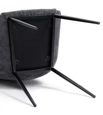 Chaise repas avec accoudoirs tissu chenille gris pied métal - HIBIS