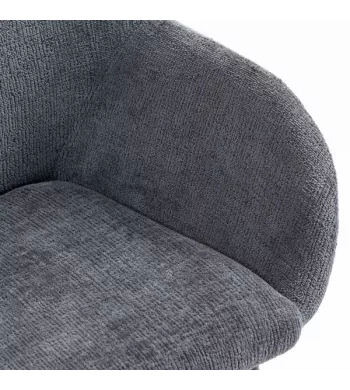 Chaise repas avec accoudoirs tissu chenille gris pied métal - HIBIS