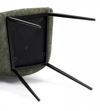 Chaise repas avec accoudoirs tissu chenille kaki pied métal - HIBIS