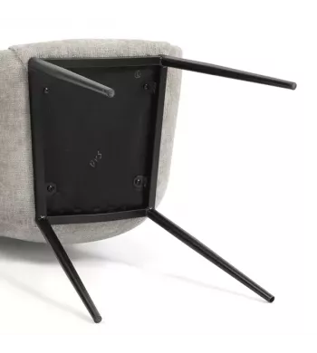 Chaise repas avec accoudoirs tissu chenille taupe pied métal - HIBIS