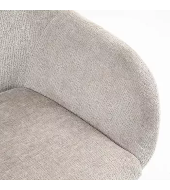 Chaise repas avec accoudoirs tissu chenille taupe pied métal - HIBIS
