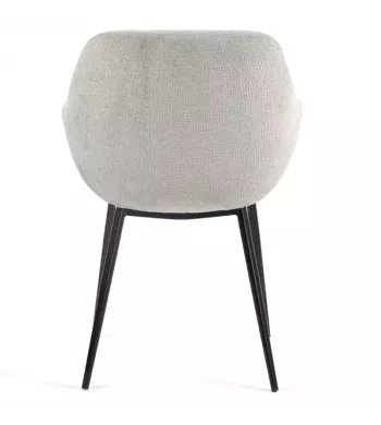Chaise repas avec accoudoirs tissu chenille taupe pied métal - HIBIS