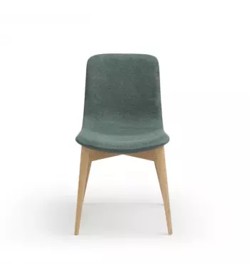 Chaise repas tissu gris clair pied frêne naturel - KATY