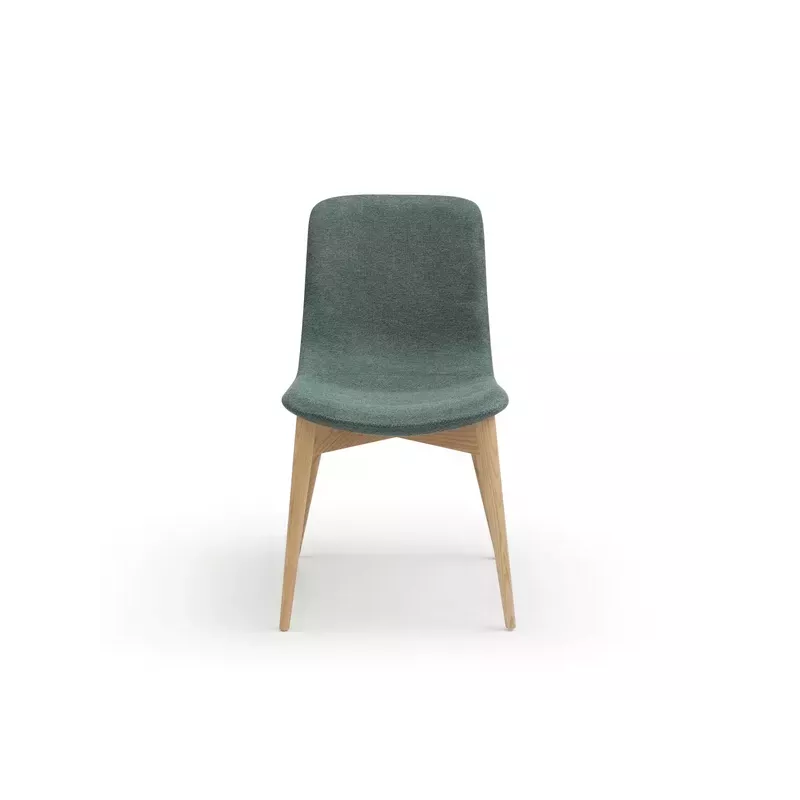 Chaise repas tissu gris clair pied frêne naturel - KATY