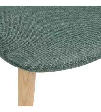 Chaise repas tissu gris clair pied frêne naturel - KATY