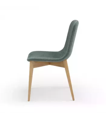 Chaise repas tissu gris clair pied frêne naturel - KATY