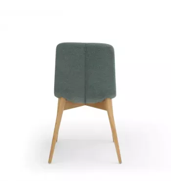 Chaise repas tissu gris clair pied frêne naturel - KATY