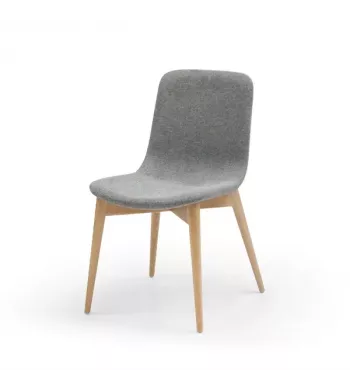 Chaise repas tissu vert pied en frêne naturel - KATY