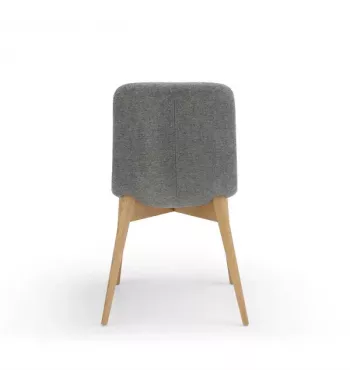 Chaise repas tissu vert pied en frêne naturel - KATY