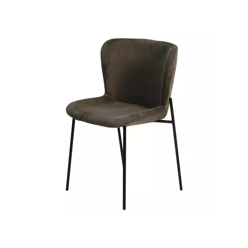 Chaise repas velours côtelé gris foncé - HOLDEN