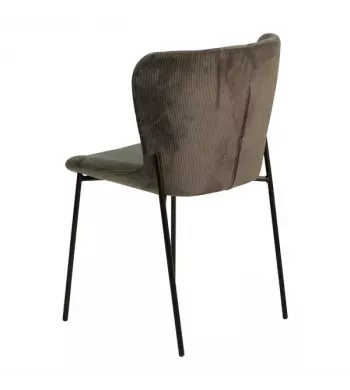 Chaise repas velours côtelé gris foncé - HOLDEN