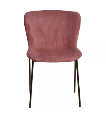 Chaise repas velours côtelé Rose - HOLDEN