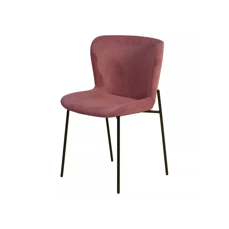 Chaise repas velours côtelé Rose - HOLDEN