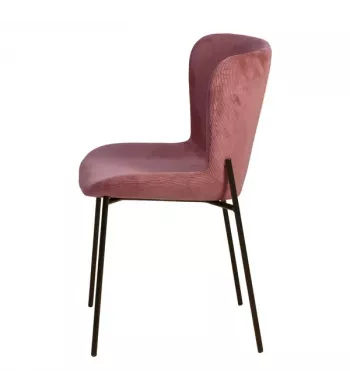 Chaise repas velours côtelé Rose - HOLDEN