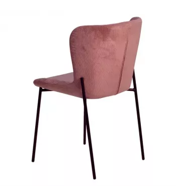 Chaise repas velours côtelé Rose - HOLDEN