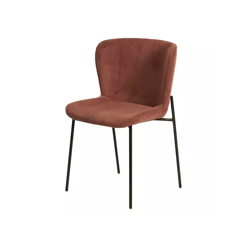 Chaise repas velours côtelé rouge - HOLDEN