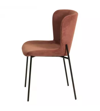 Chaise repas velours côtelé rouge - HOLDEN