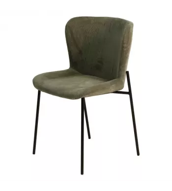 Chaise repas velours côtelé vert amande - HOLDEN