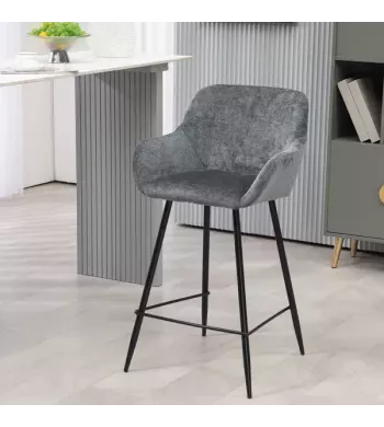 Chaise snack tissu chenille gris - HIBIS