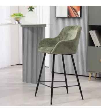 Chaise snack tissu chenille kaki - HIBIS