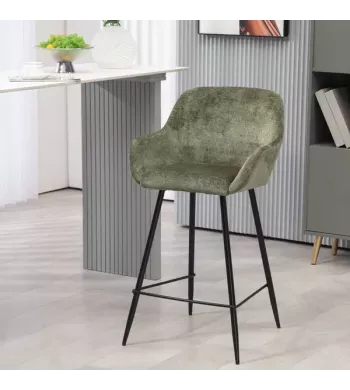 Chaise snack tissu chenille kaki - HIBIS