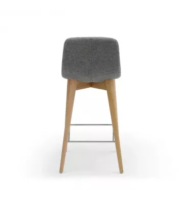 Chaise snack tissu gris Pied en Frêne naturel - KATY