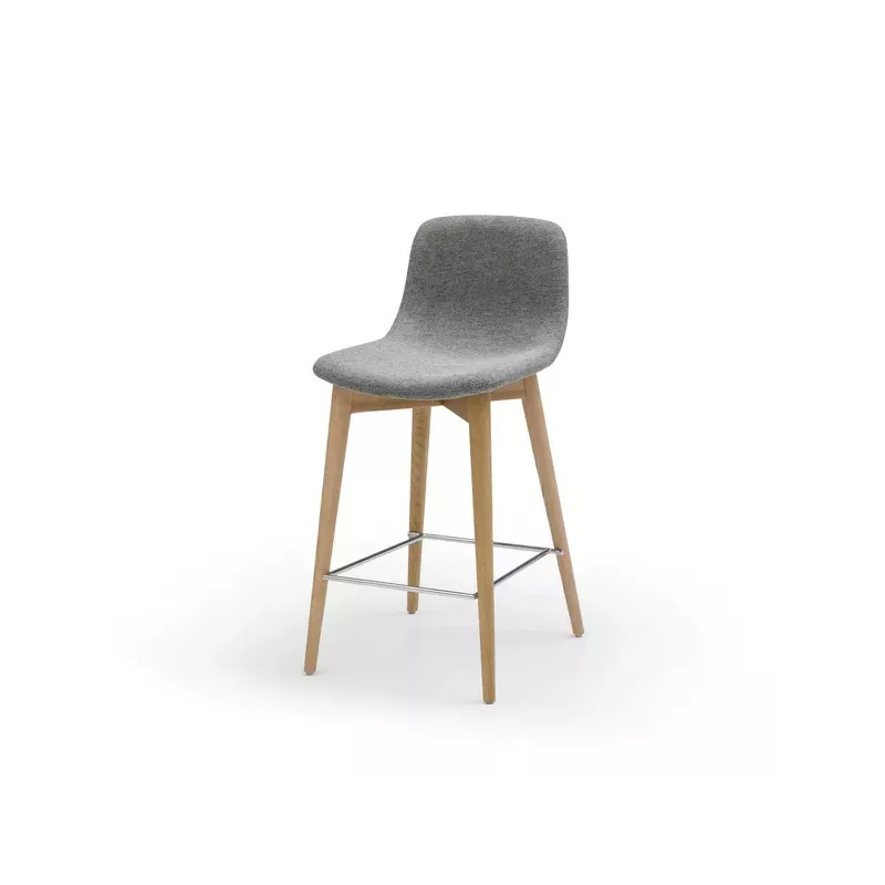 Chaise snack tissu gris Pied en Frêne naturel - KATY