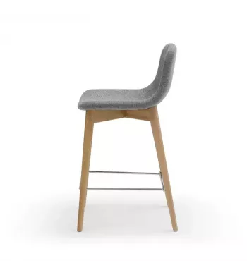 Chaise snack tissu gris Pied en Frêne naturel - KATY