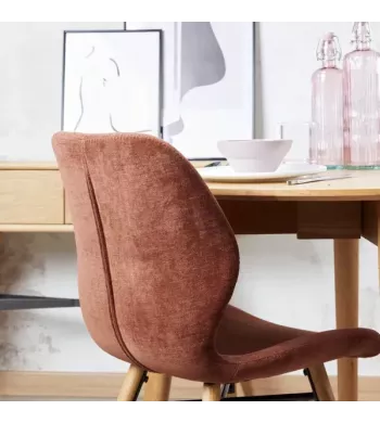 Chaise tissu soft touch acajou - KERI