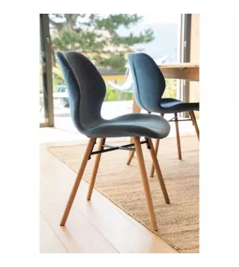 Chaise tissu soft touch bleu foncé - KERI