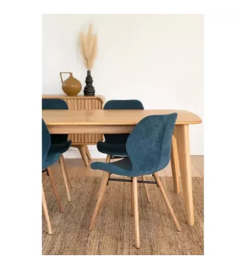 Chaise tissu soft touch bleu foncé - KERI