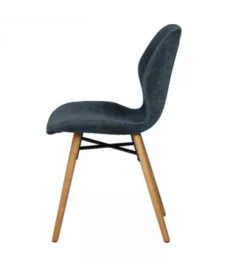 Chaise tissu soft touch bleu foncé - KERI