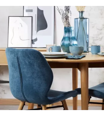 Chaise tissu soft touch bleu foncé - KERI