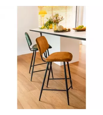 Chaise plan de travail velours ocre - LIZZY