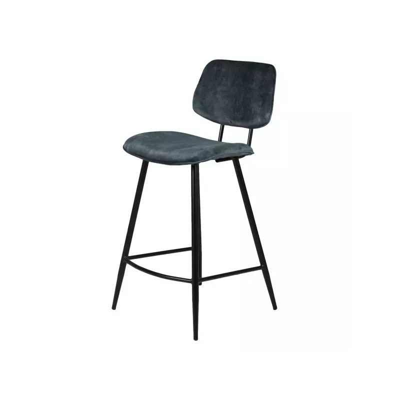 Chaise plan de travail velours gris bleu - LIZZY