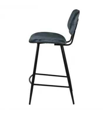 Chaise plan de travail velours gris bleu - LIZZY