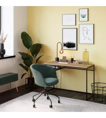 Chaise de bureau tissu soft touch gris bleu - MADO