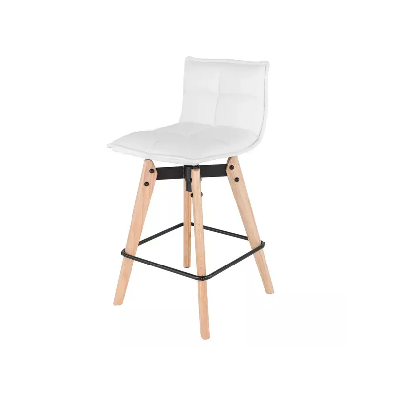 Chaise snack blanche pieds chêne - AGATHE - MAE