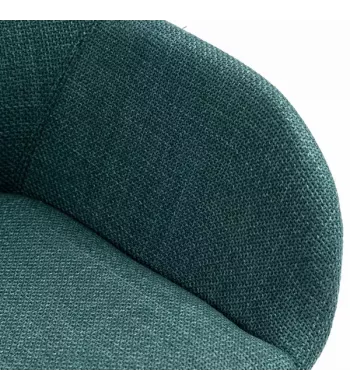 Chaise repas avec accoudoirs tissu vert emeraude pied chêne foncé - MALVA