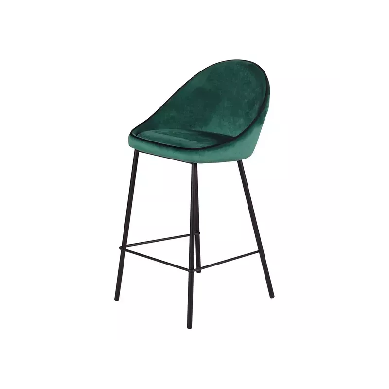 Chaise de bar velours vert canard - MAYA
