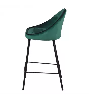 Chaise de bar velours vert canard - MAYA