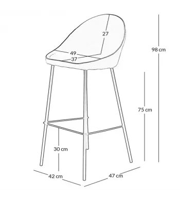 Chaise de bar tissu gris foncé - MAYA