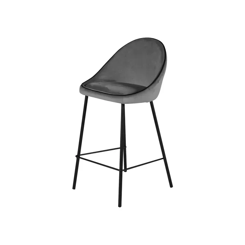 Chaise de bar velours anthracite - MAYA