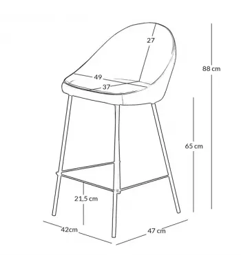 Chaise snack velours anthracite - MAYA