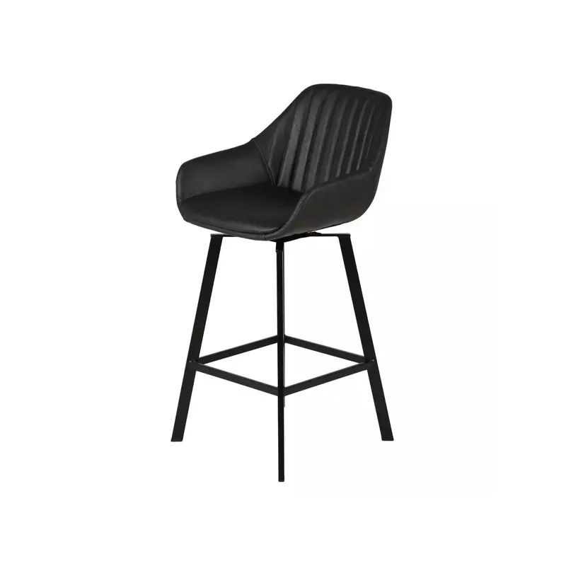 Chaise de bar pivotante noir vieilli - MOSS