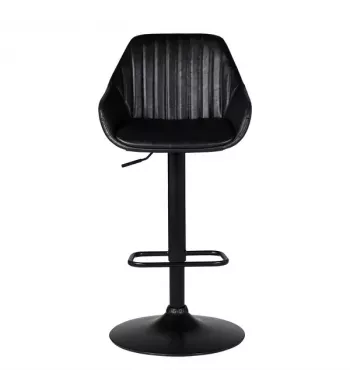 Chaise hauteur plan de travail pivotante PU noir pied piston noir - MOSS