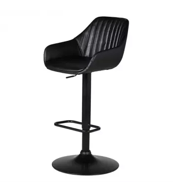 Chaise hauteur plan de travail pivotante PU noir pied piston noir - MOSS