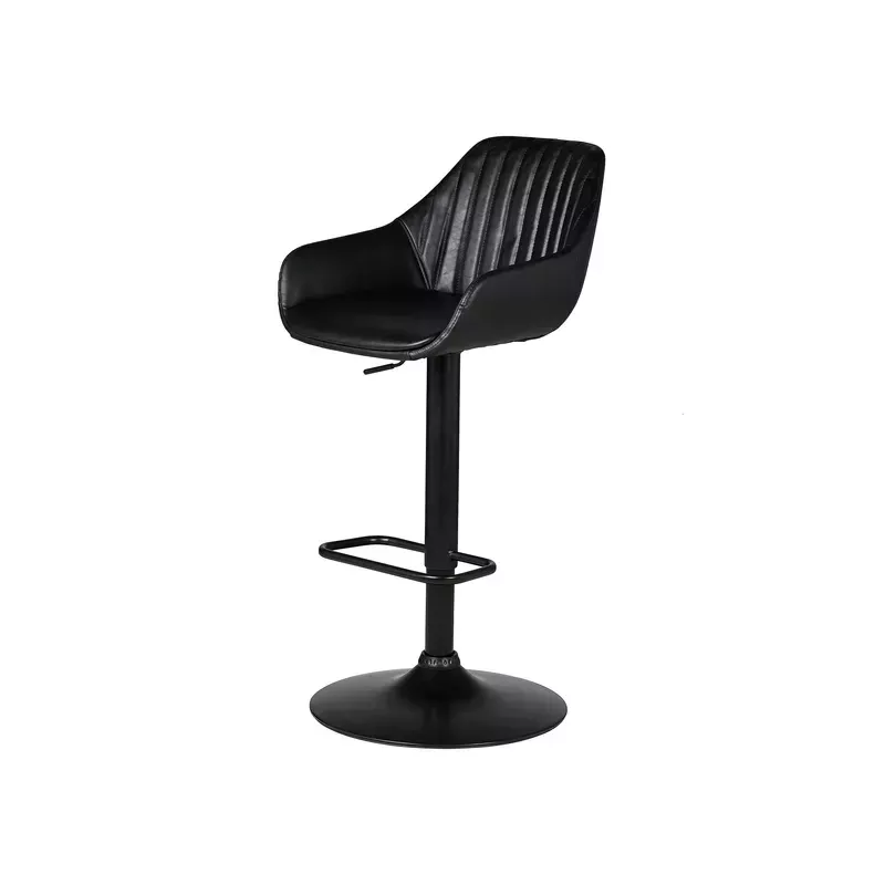 Chaise hauteur plan de travail pivotante PU noir pied piston noir - MOSS