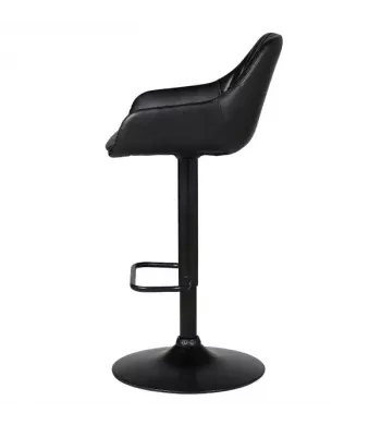 Chaise hauteur plan de travail pivotante PU noir pied piston noir - MOSS