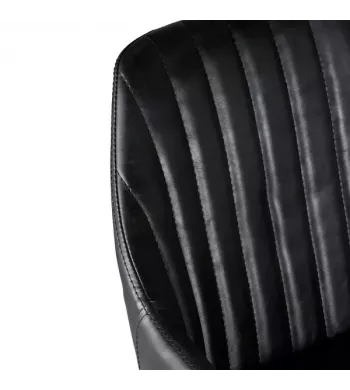 Chaise hauteur plan de travail pivotante PU noir pied piston noir - MOSS